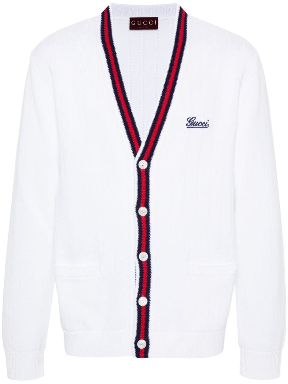 logo-embroidered cardigan - 1