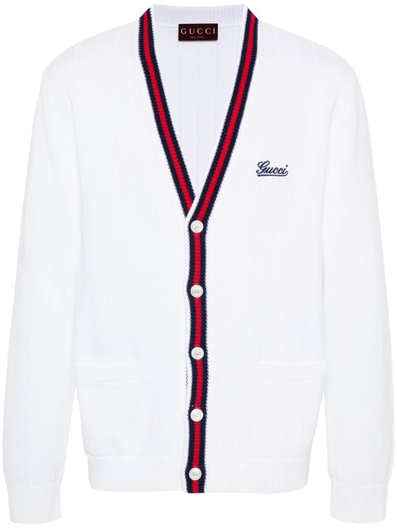 logo-embroidered cardigan 1