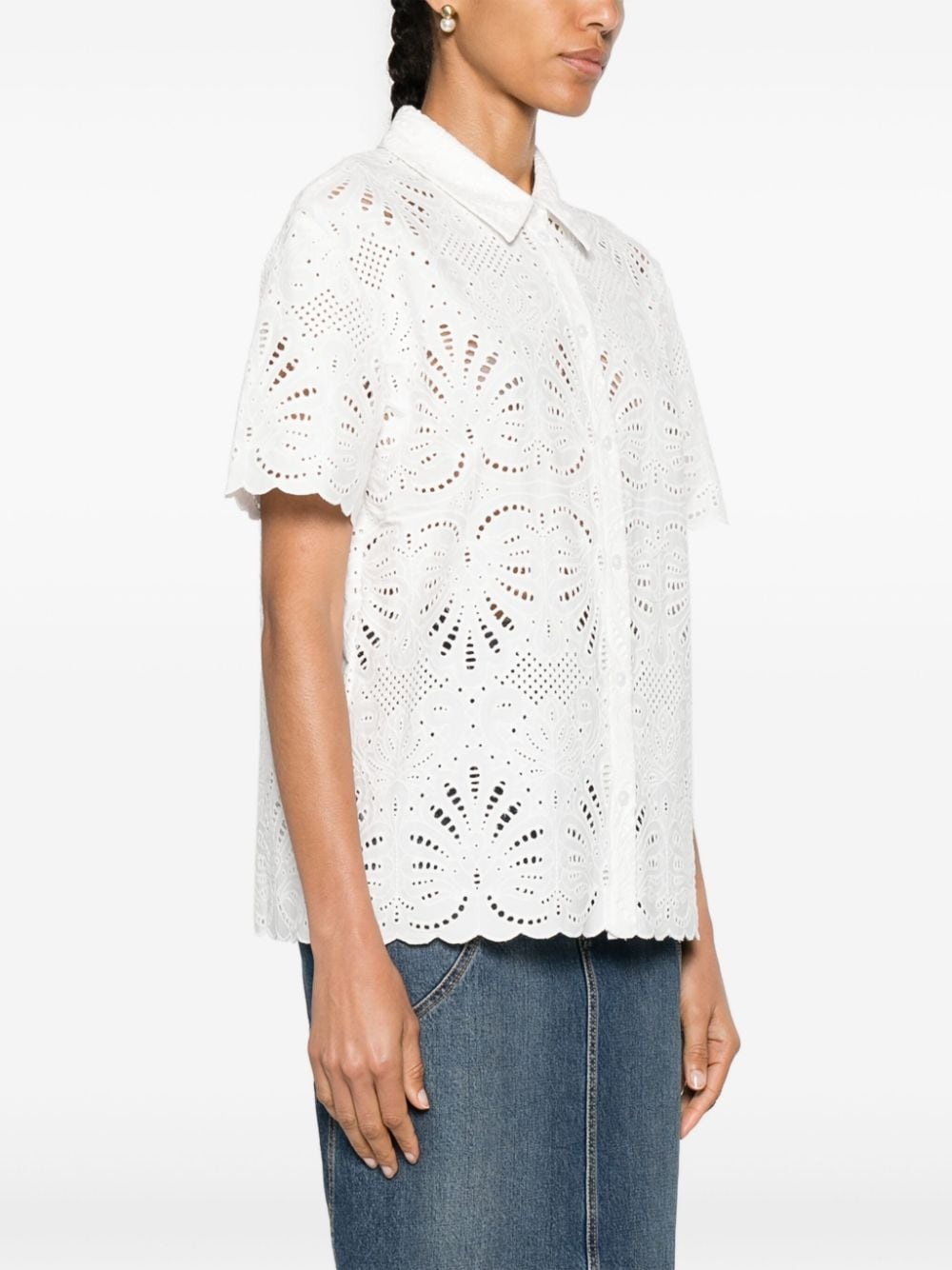 broderie-anglaise cotton shirt - 3