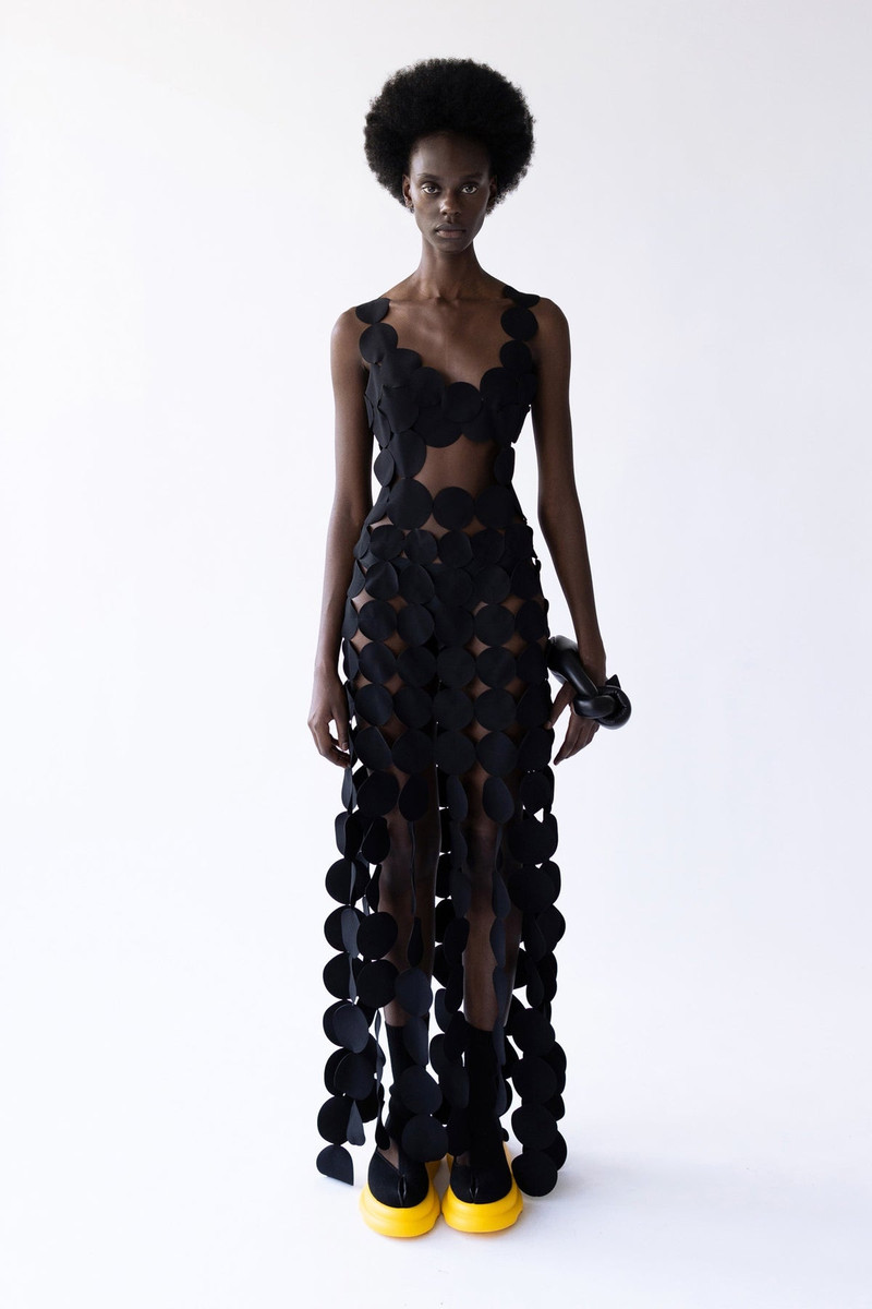 MULTI CIRCLE ASYMMETRIC DRESS BLACK 1