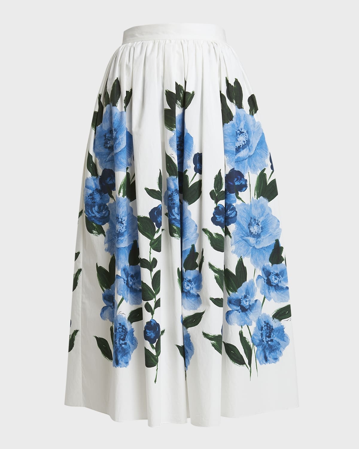 Painted Floral Volume Midi Skirt - 1