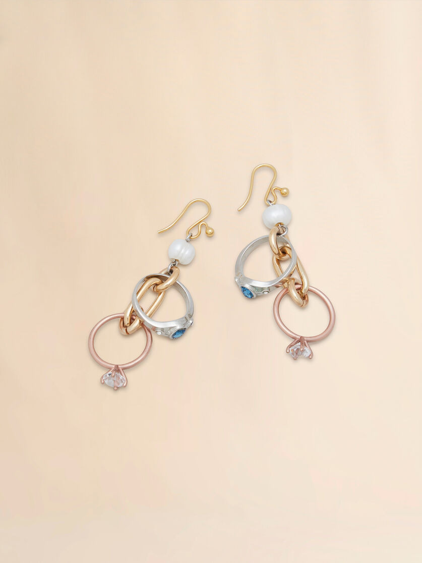 DROP EARRINGS WITH CHAINS AND RINGS - 3