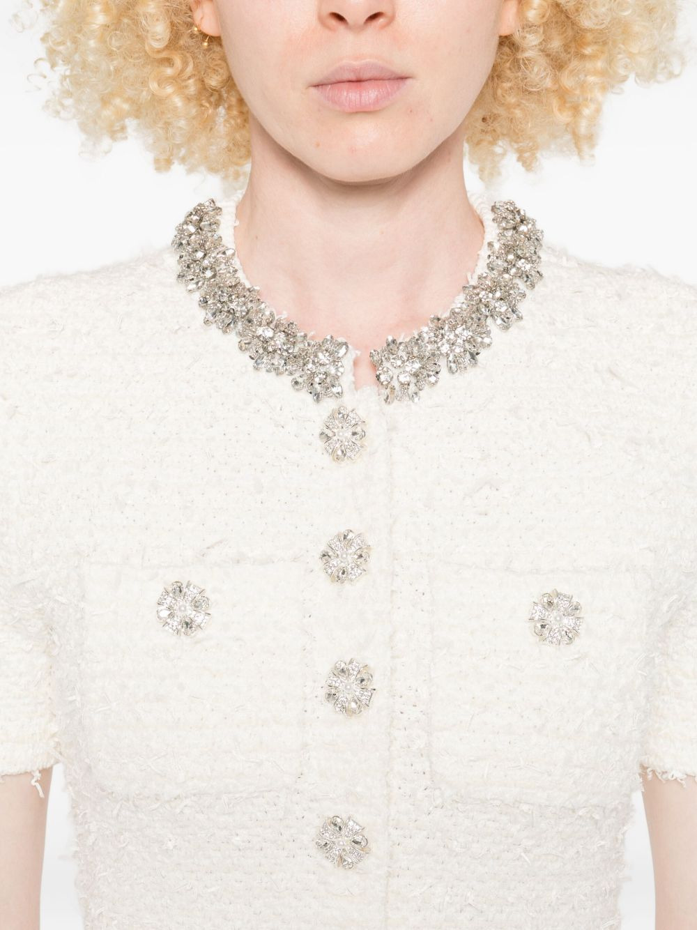 embellished button-detailed mini dress - 5