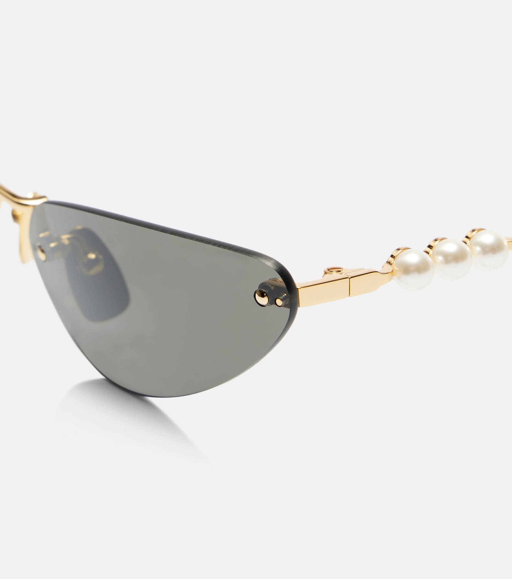 Faux pearl-embellished cat-eye sunglasses - 2