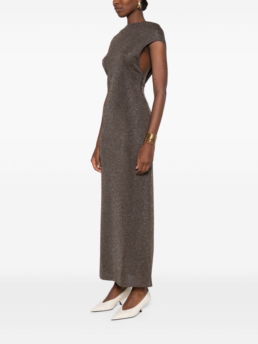 lurex-detail dress - 3