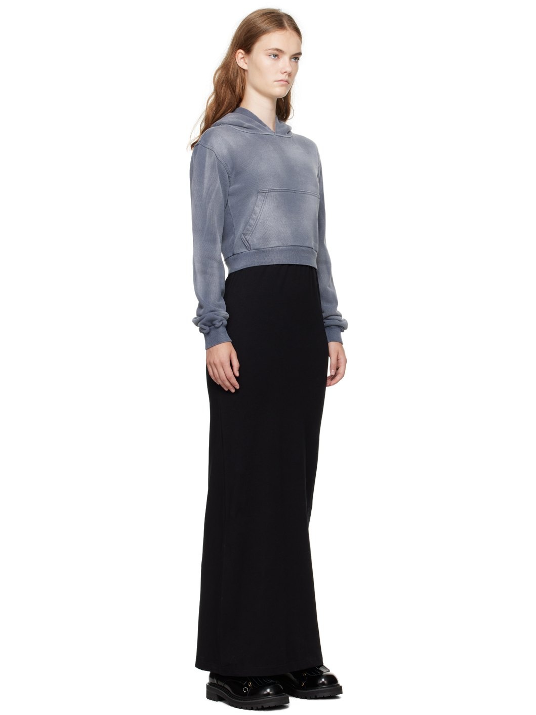 Gray & Black Layered Hoodie Maxi Dress - 2