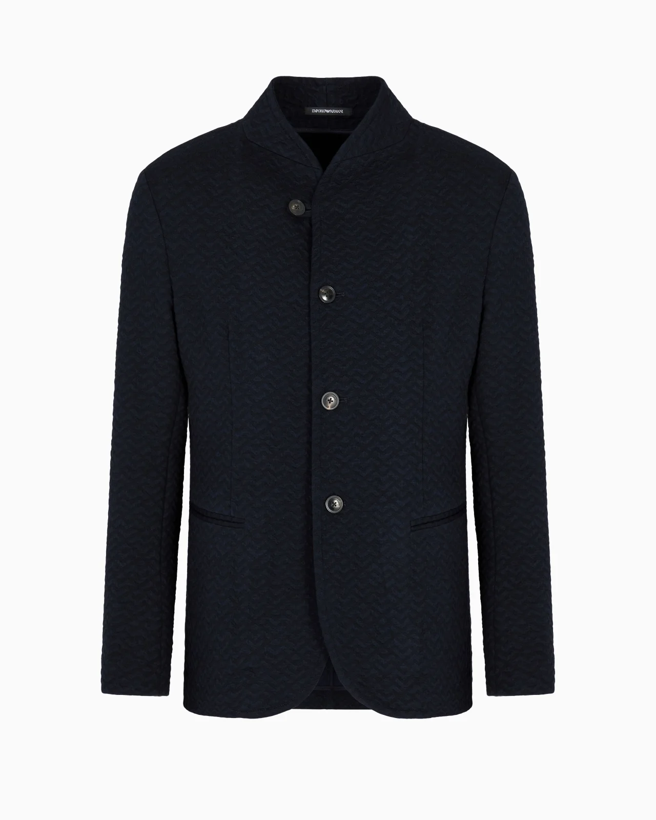 GURU COLLAR JACKET IN CHEVRON MOTIF JERSEY KNIT - 1