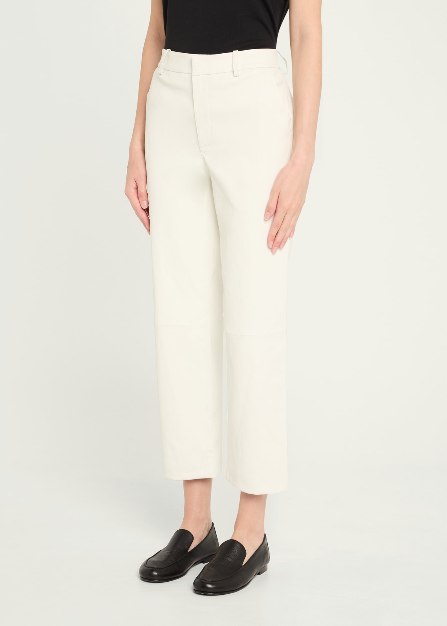 Cropped Bootcut Leather Trousers - 4
