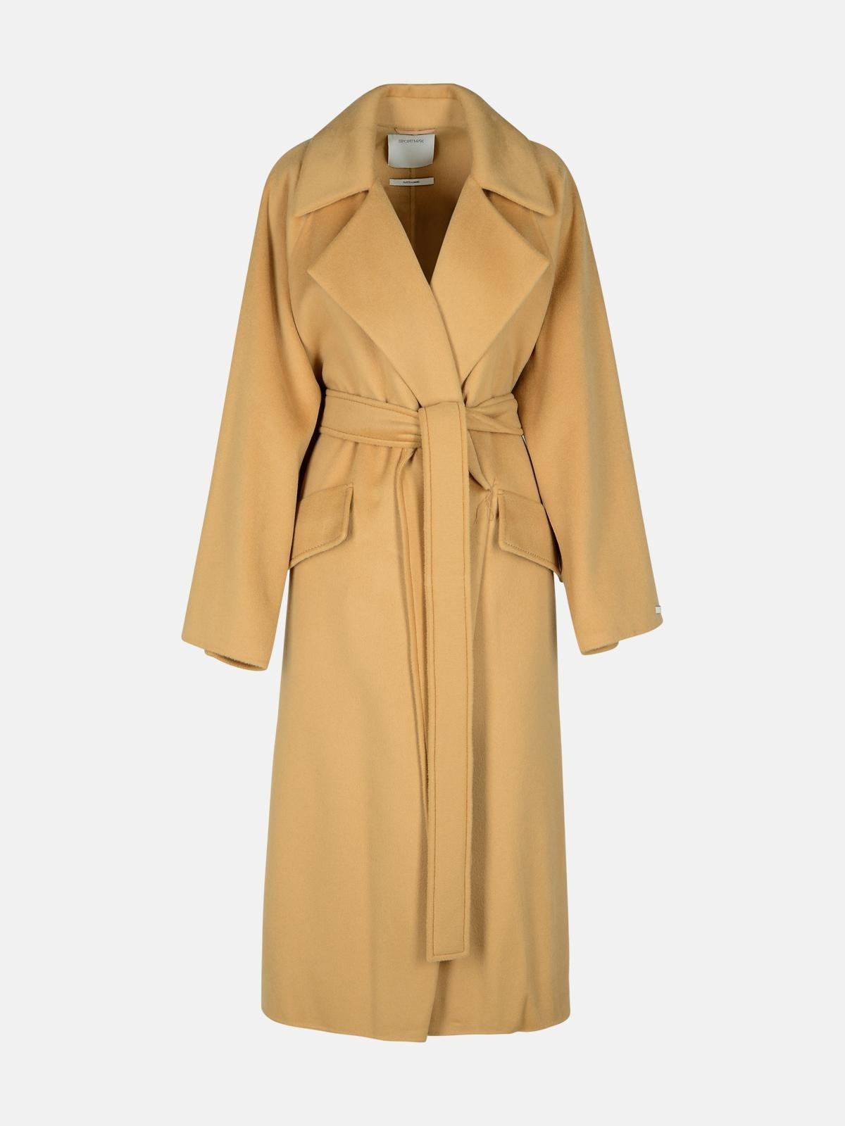 'ORENSE' BEIGE WOOL AND CASHMERE BLEND COAT - 1