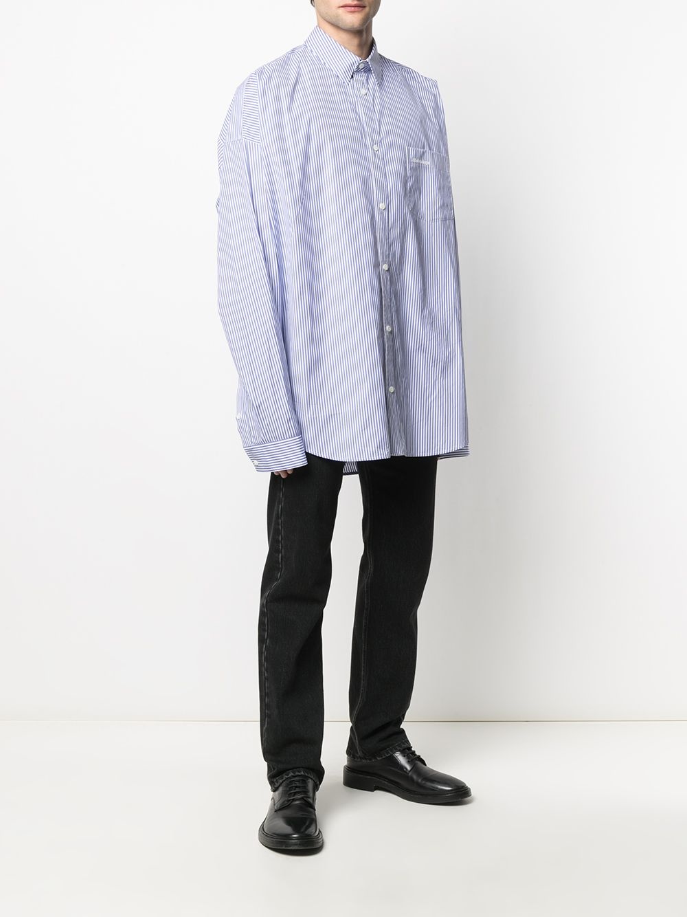 Cocoon oversized striped shirt - 3