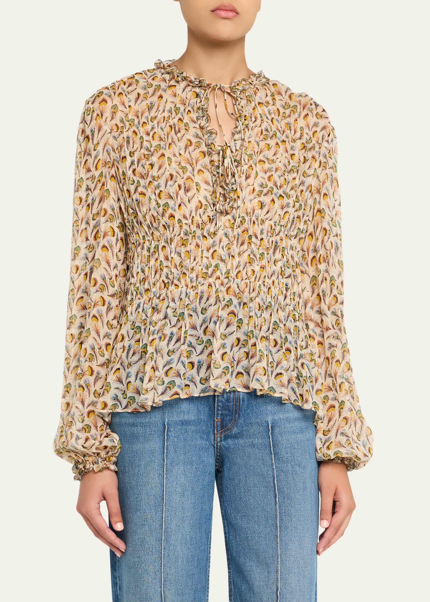 Robbie Tie-Front Silk Blouse - 4