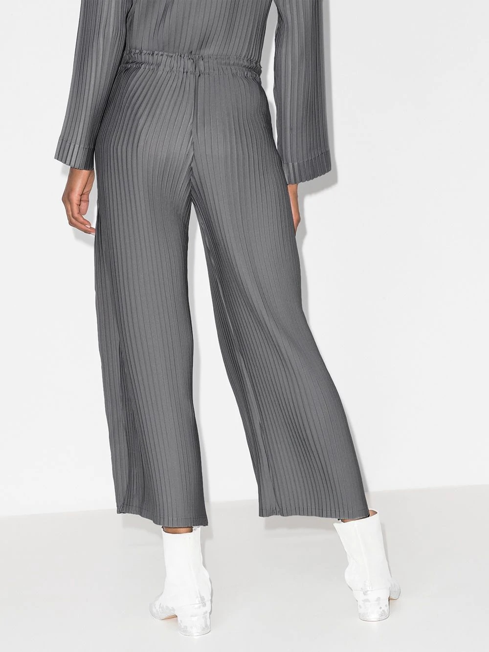 plissé split-detail trousers - 3