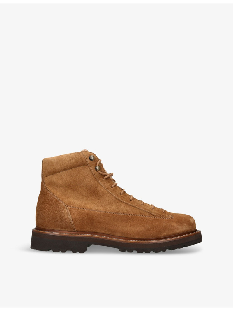 Corduroy-insert suede ankle boots 1