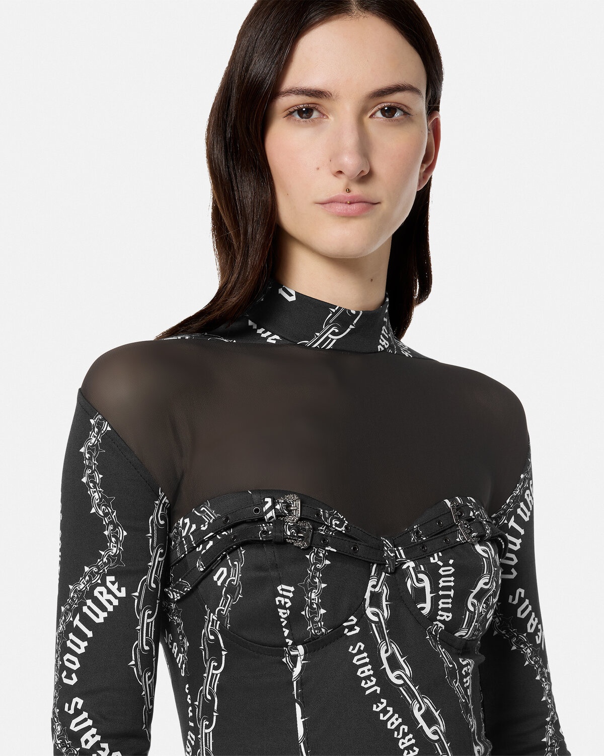 Chain Couture Mesh Mini Dress - 3