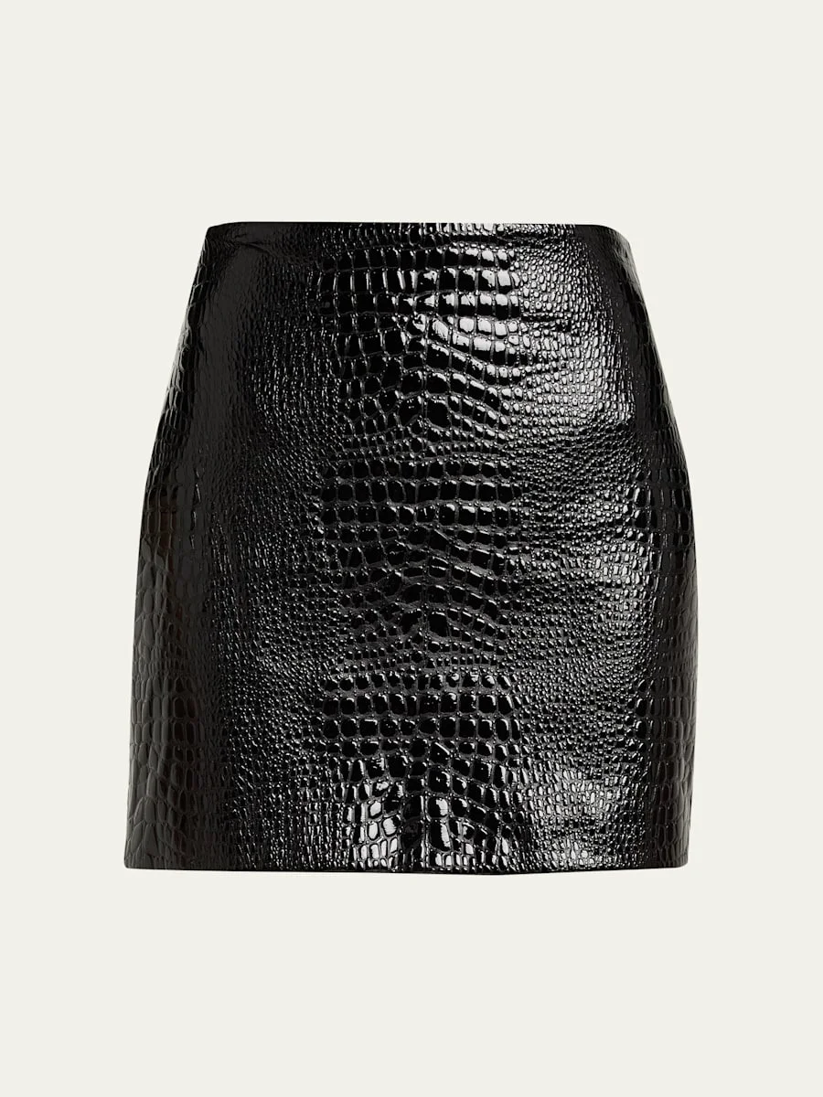Gerard Croc-Embossed Faux Leather Mini Skirt - 1