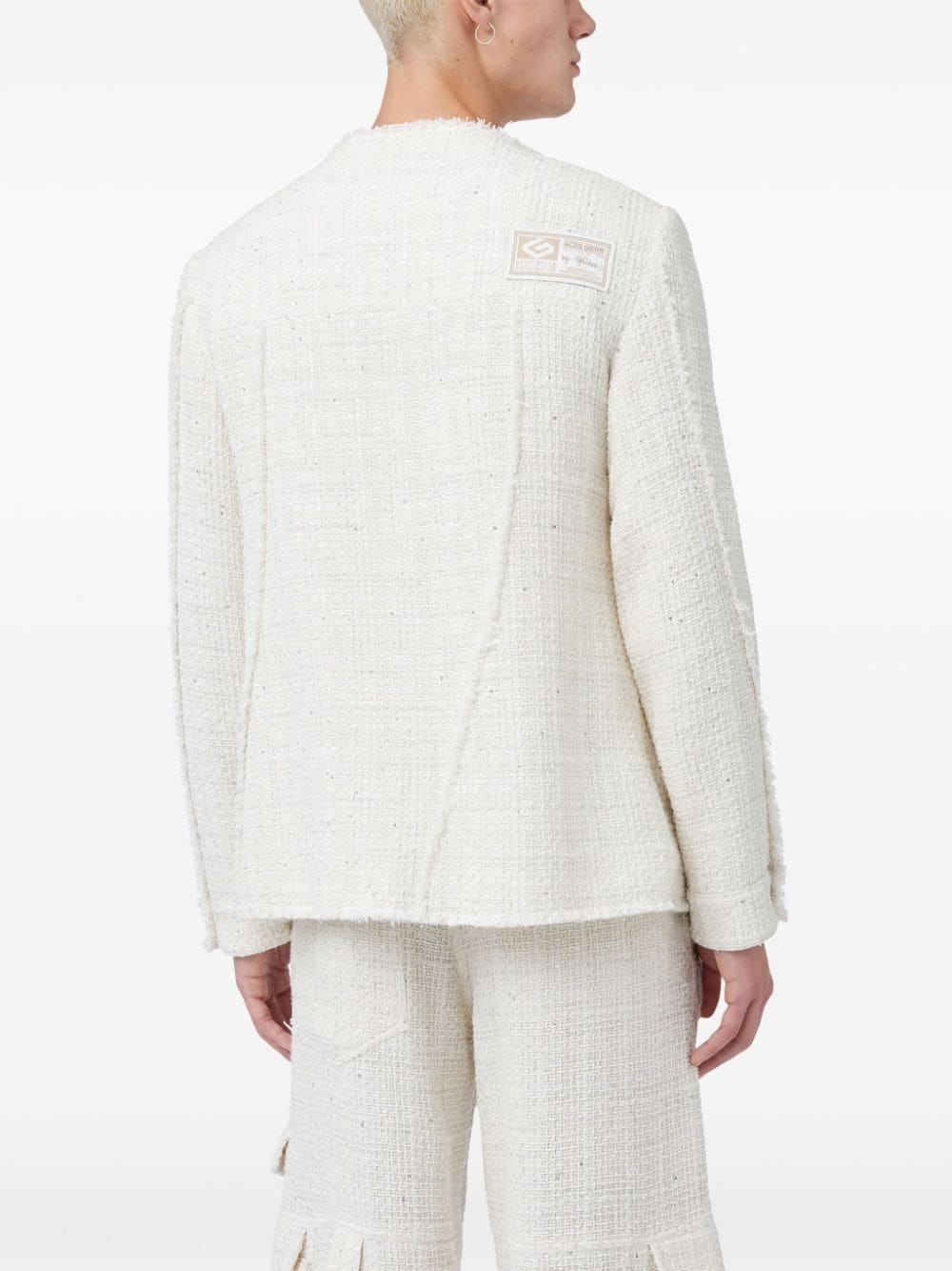 sequin-embellished tweed jacket - 5