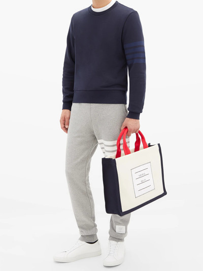 Thom Browne Four-bar intarsia-stripe cotton-jersey sweatshirt outlook