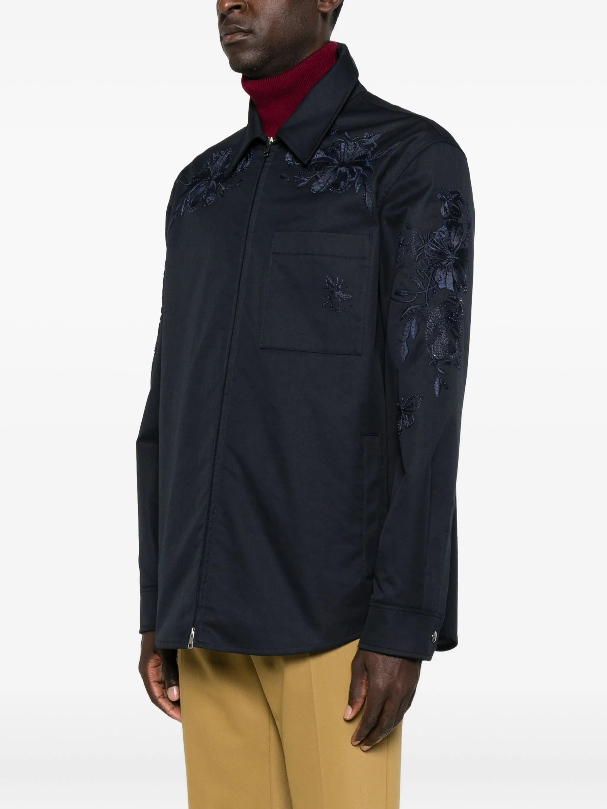 Gucci Floral-embroidered Zip-up Jacket - 5