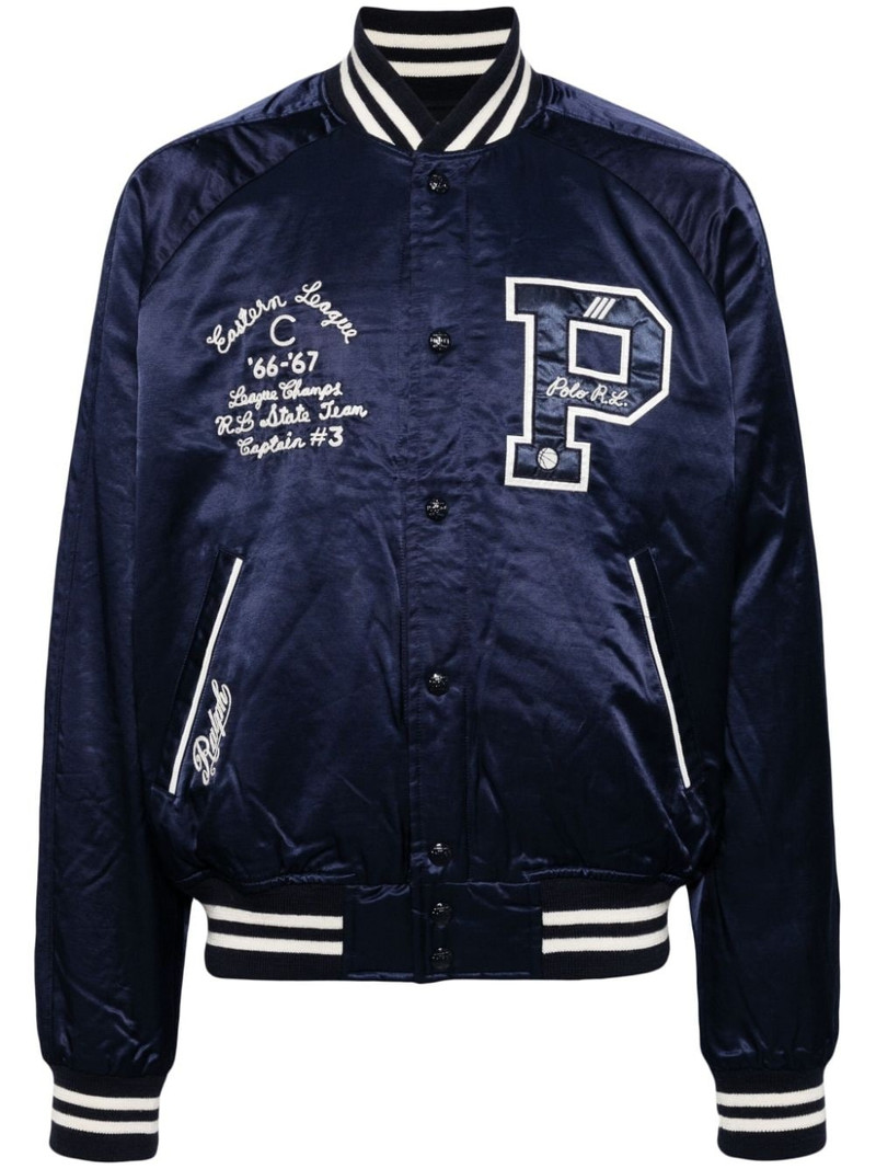 logo-appliquÃ© satin bomber jacket 1