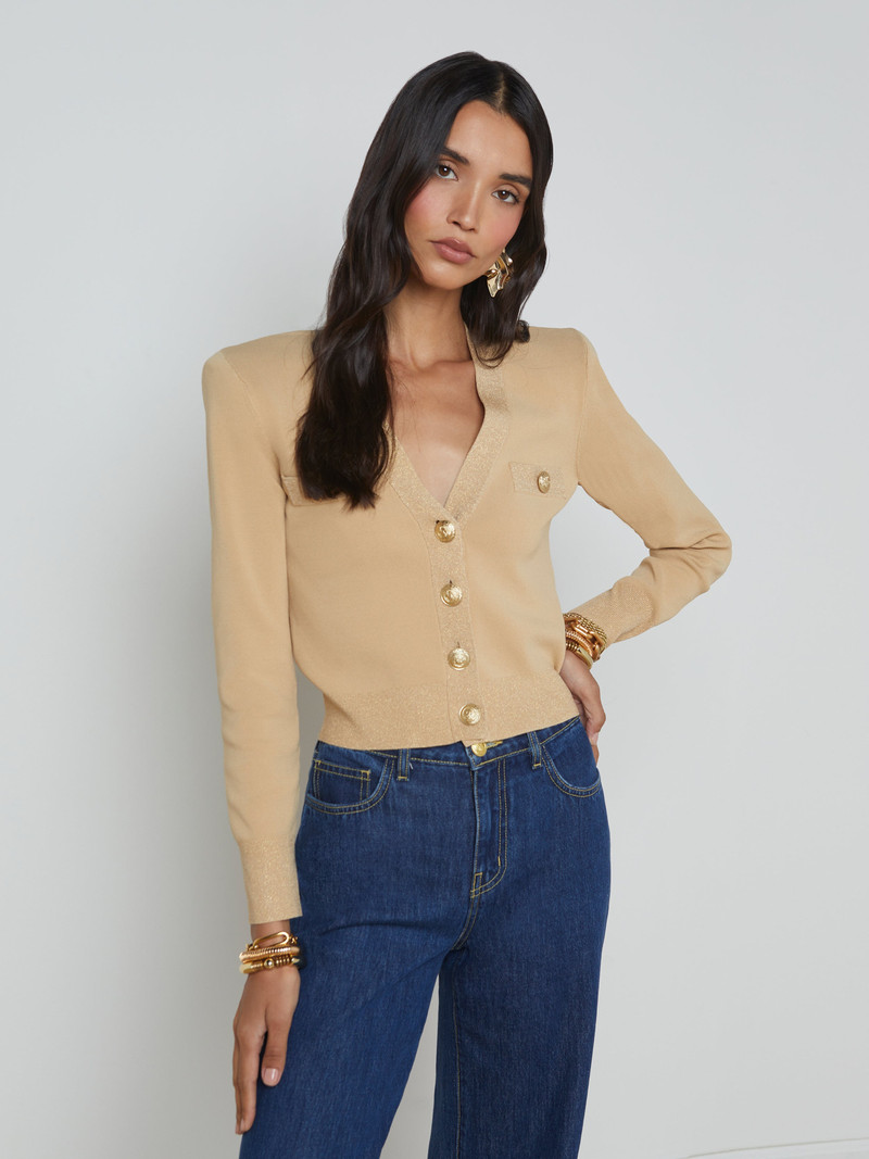 L'AGENCE Taya V-Neck Cardigan outlook