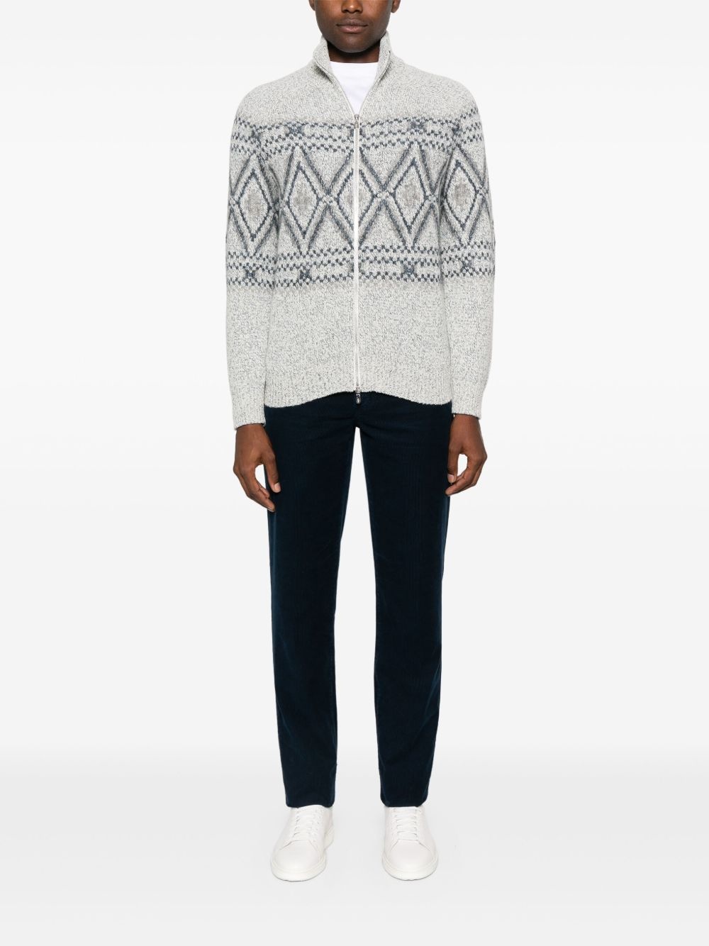 patterned-intarsia cardigan - 2