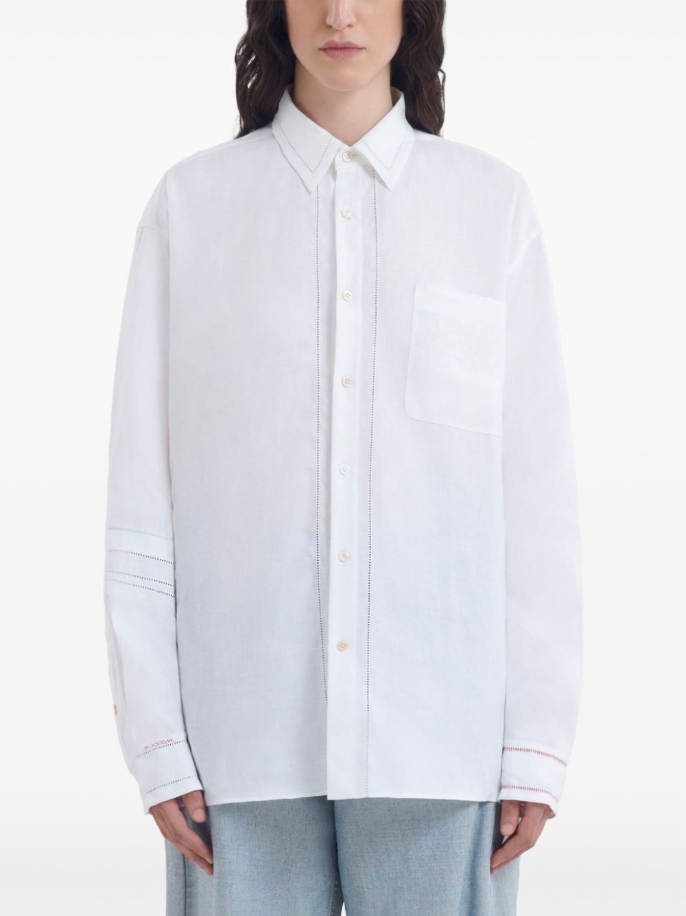 lace-embroidered shirt - 3