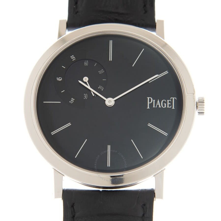 Piaget Altiplano Mechanical Black Dial Black Leather Men's Watch G0A34114 - 2