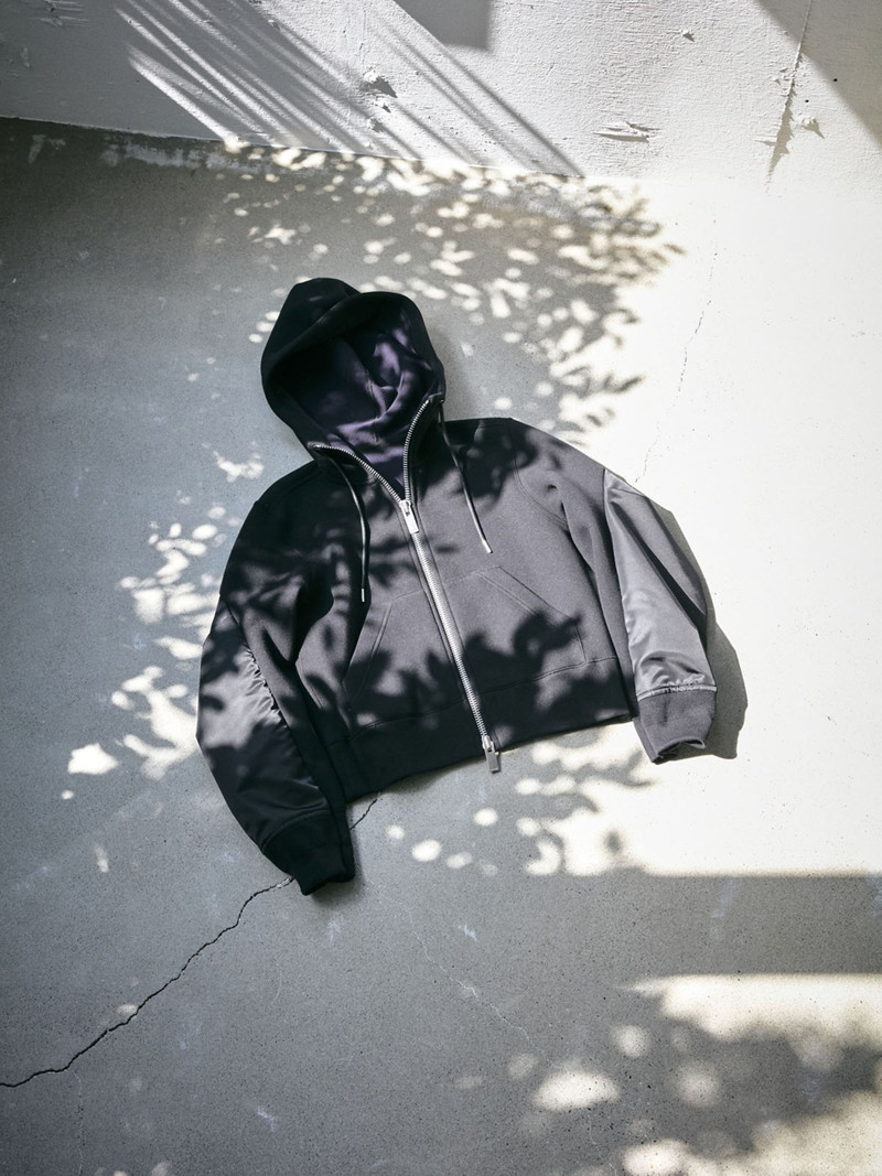 sacai Nylon Twill x Sponge Sweat Hoodie outlook