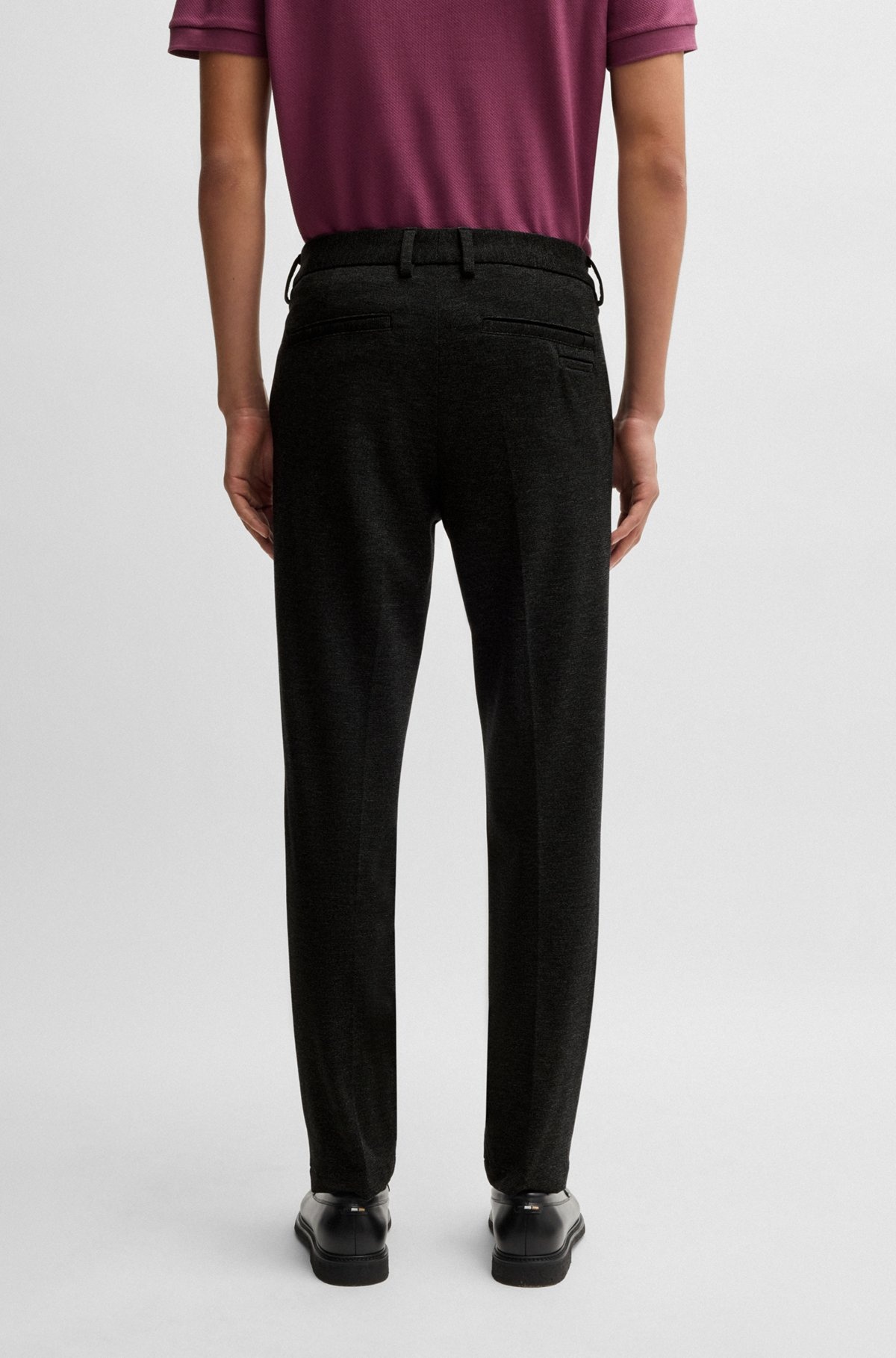 SLIM-FIT TROUSERS IN SALT-AND-PEPPER STRETCH JERSEY - 4