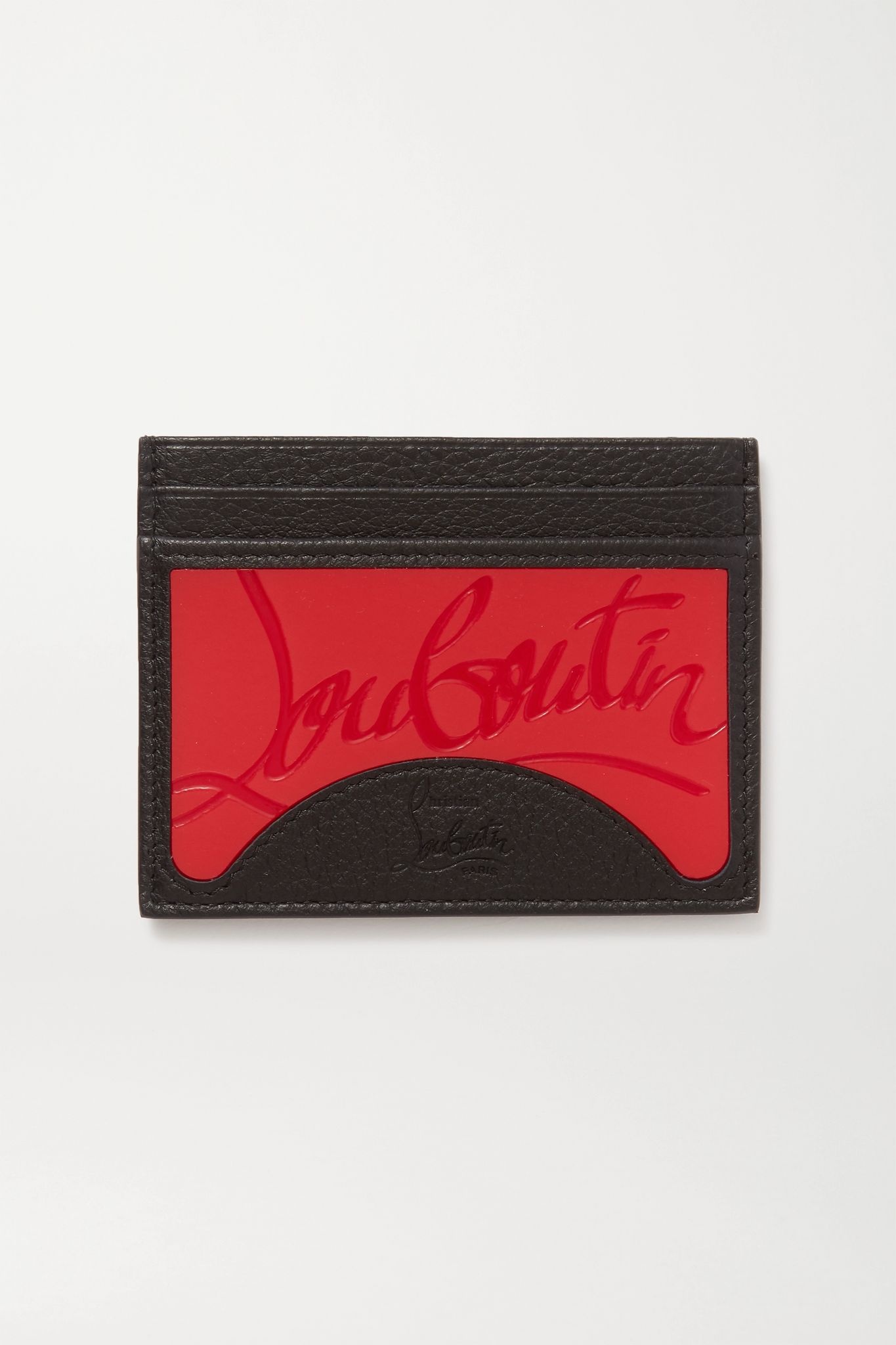 Rubber-trimmed textured-leather cardholder - 1