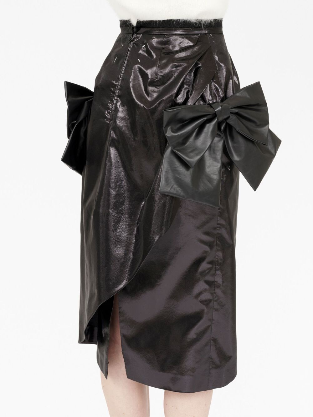 bow-detail asymmetric midi skirt - 7