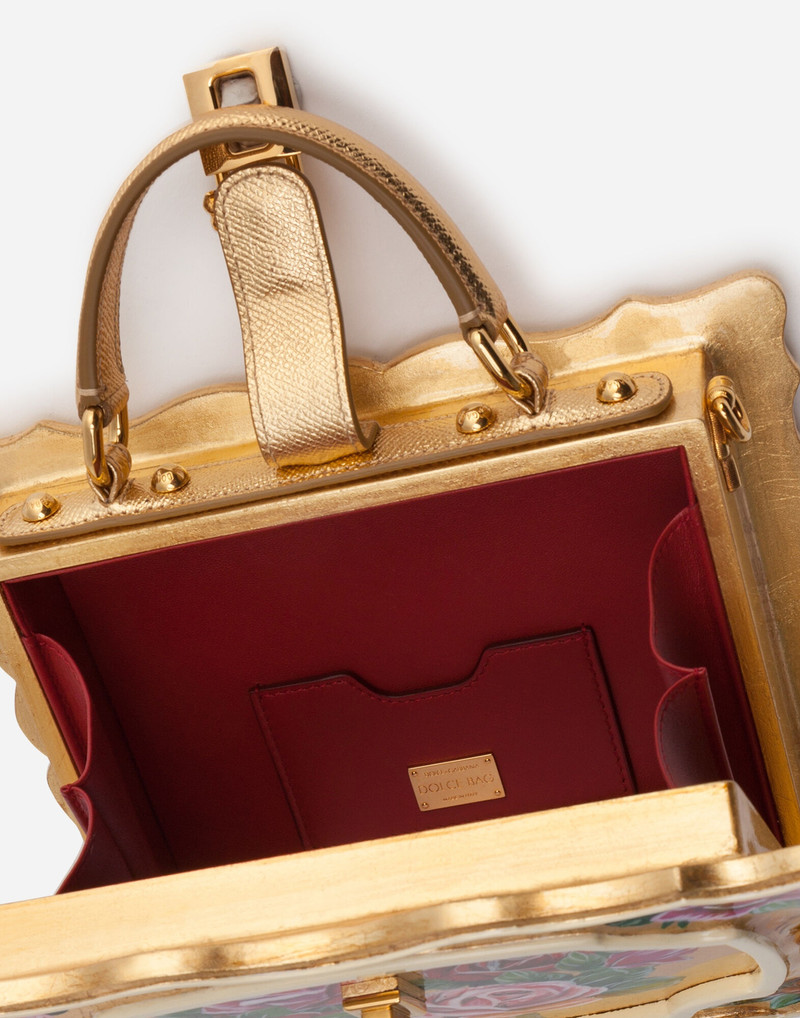 Dolce Box bag in golden hand-painted wood 4