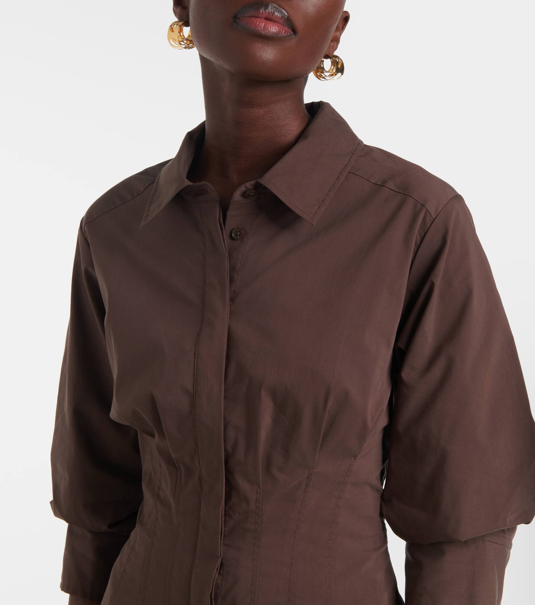 Pintuck cotton-blend midi dress - 4