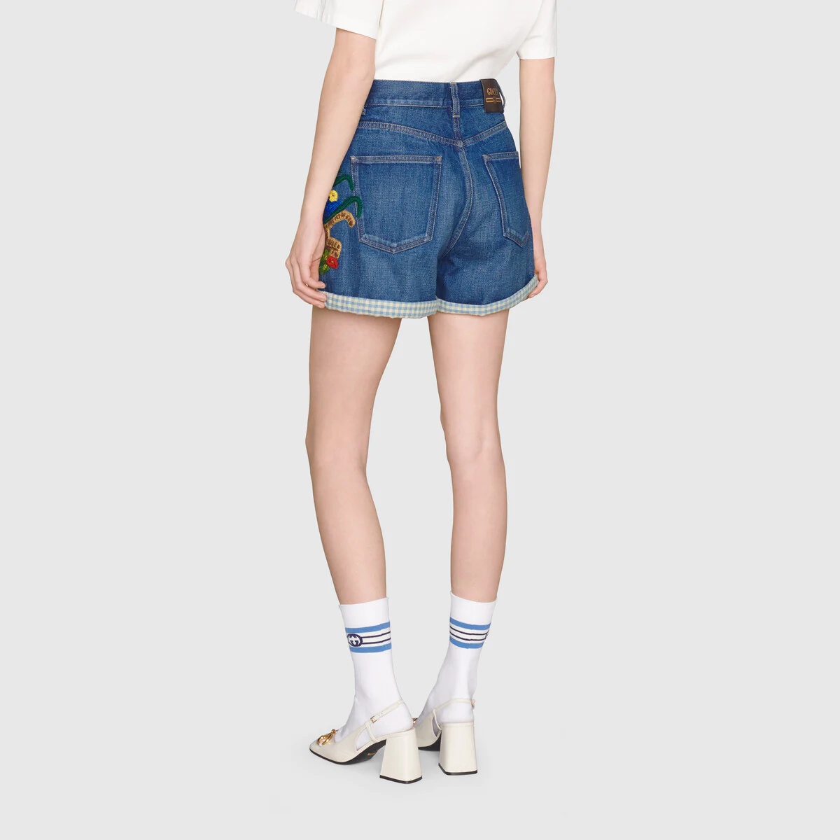 Gucci Tiger denim shorts with embroidery - 4