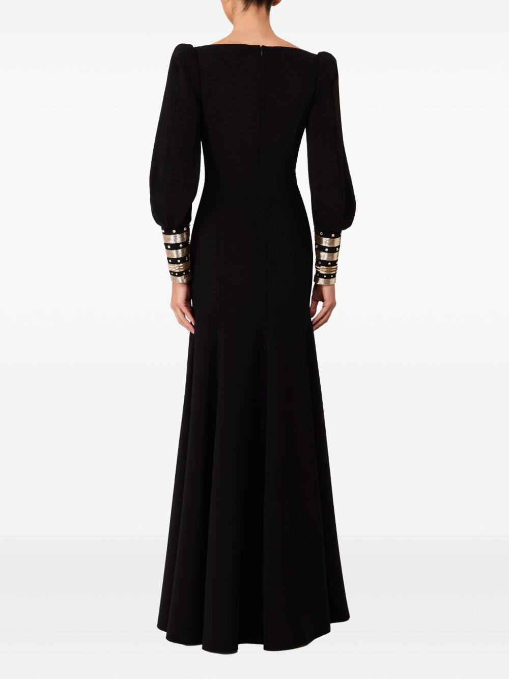 embellished-cuffs puff-sleeve maxi dress - 3