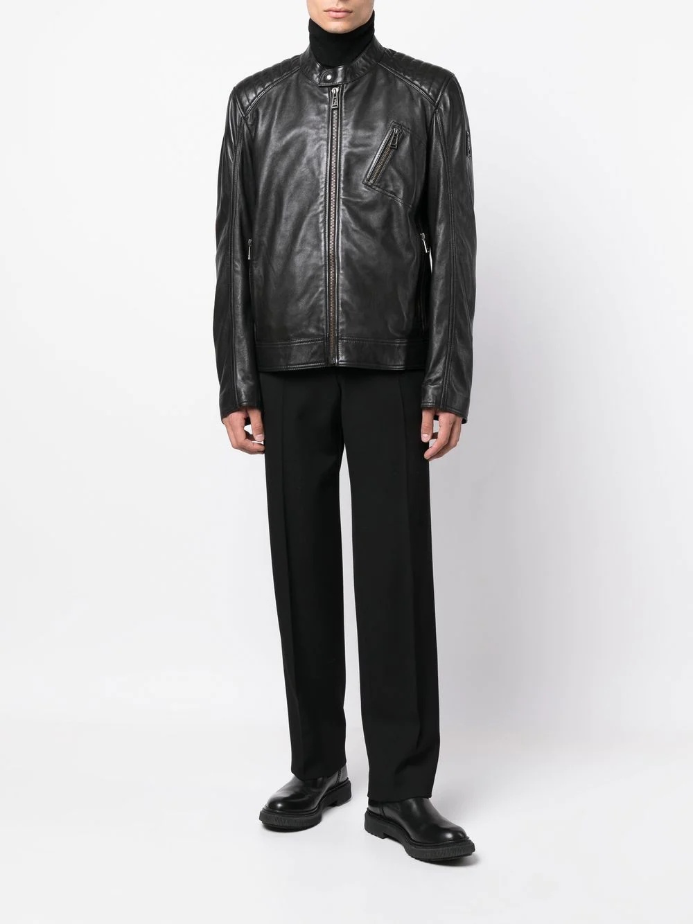 long-sleeve leather jacket - 2