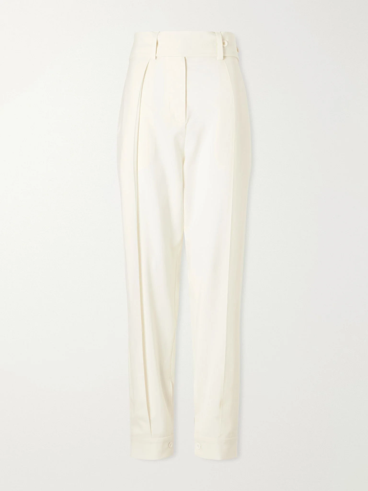 Clio belted wool straight-leg pants White - 1