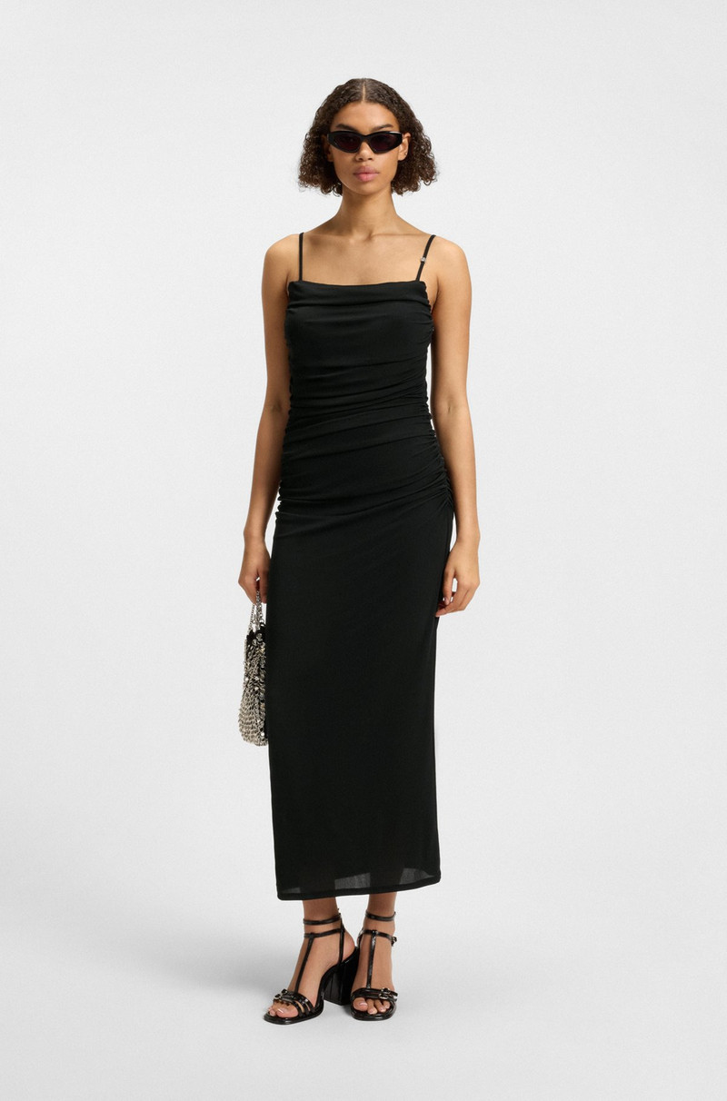 HUGO CORSET-BODICE DRESS WITH GATHERED MESH OVERLAY outlook