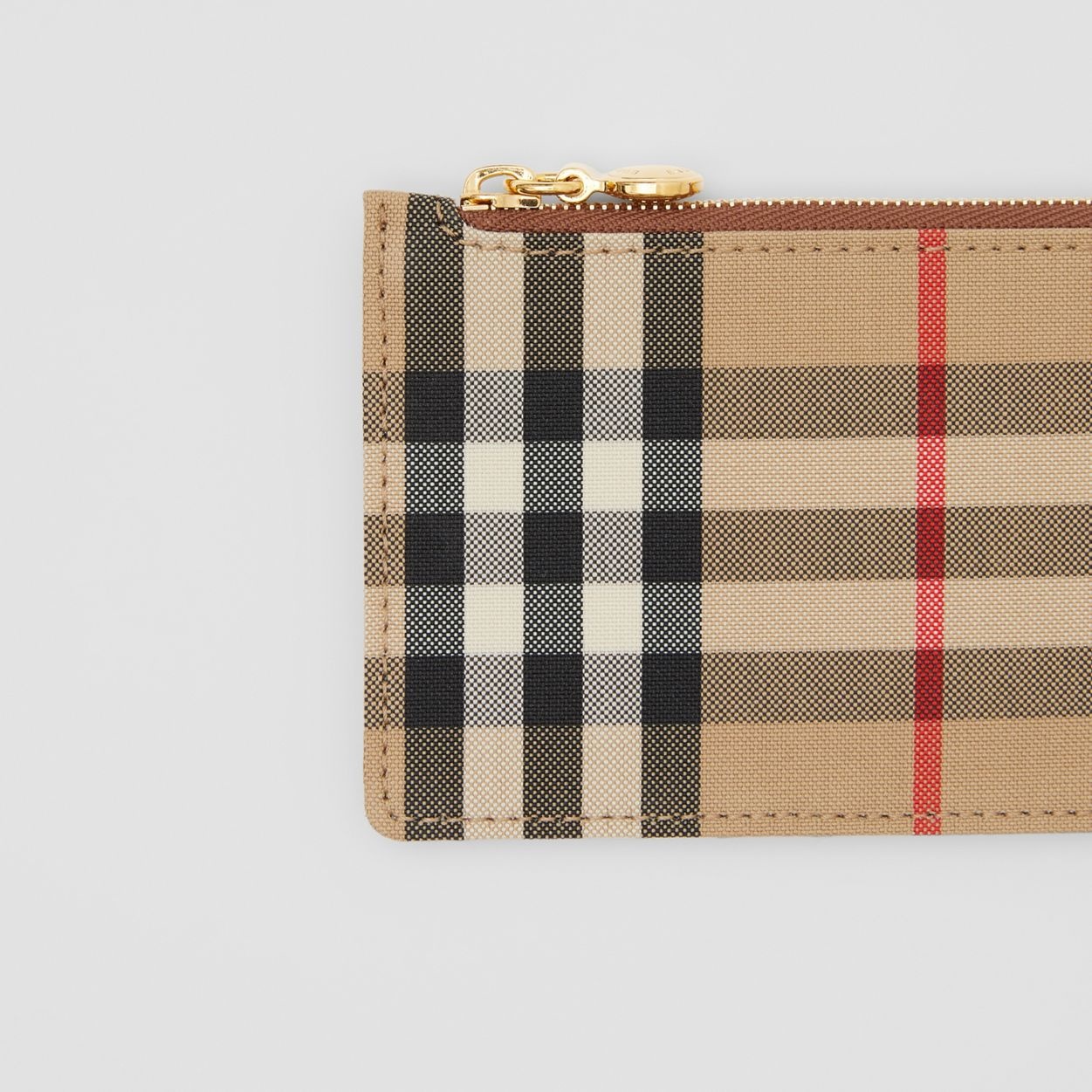 Vintage Check and Leather Zip Card Case - 2
