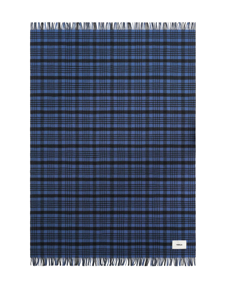 TEKLA Tekla Lambswool Fringed Blanket Blue Plaid outlook