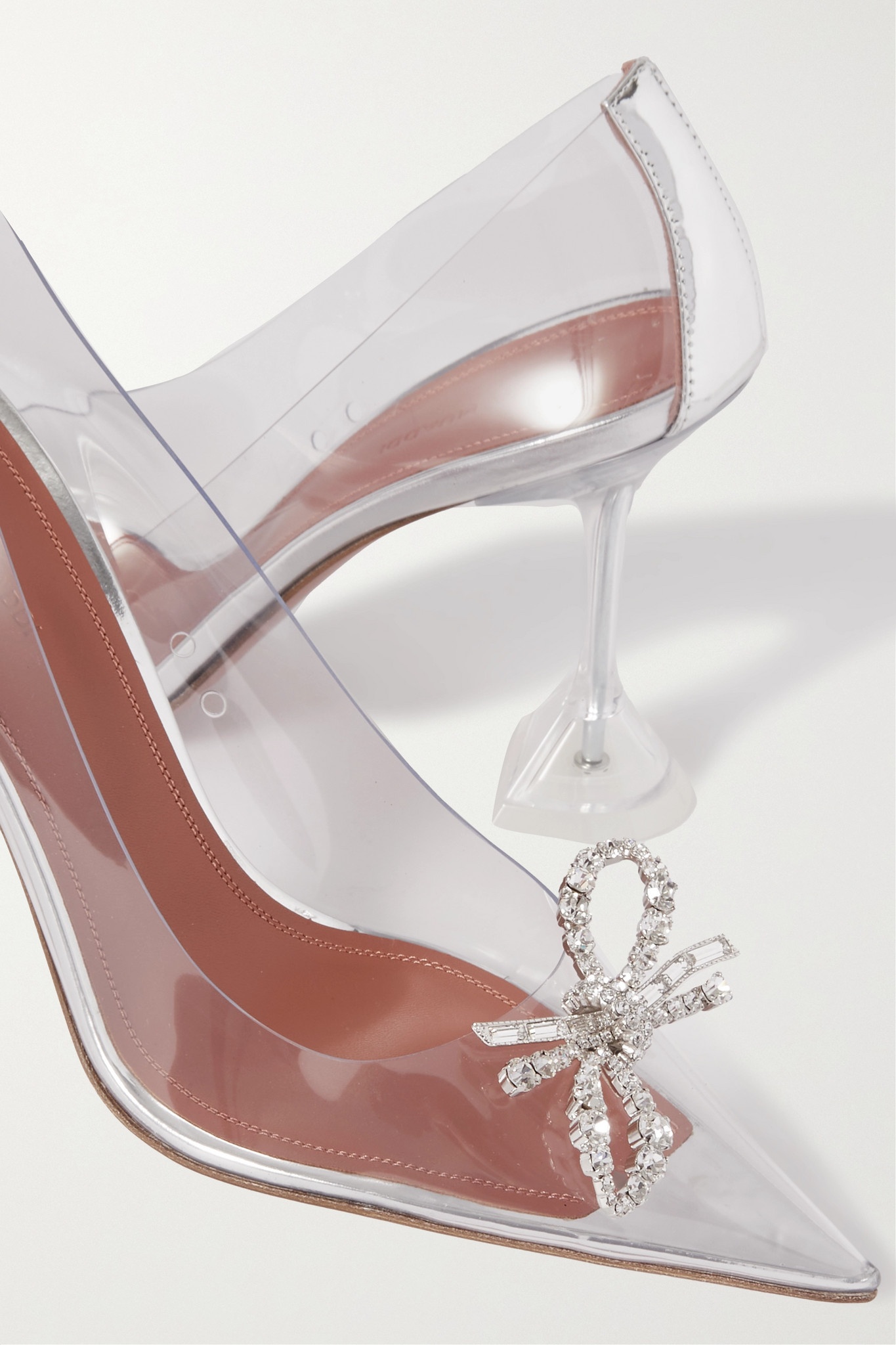 Rosie Glass metallic leather-trimmed crystal-embellished PVC pumps - 4
