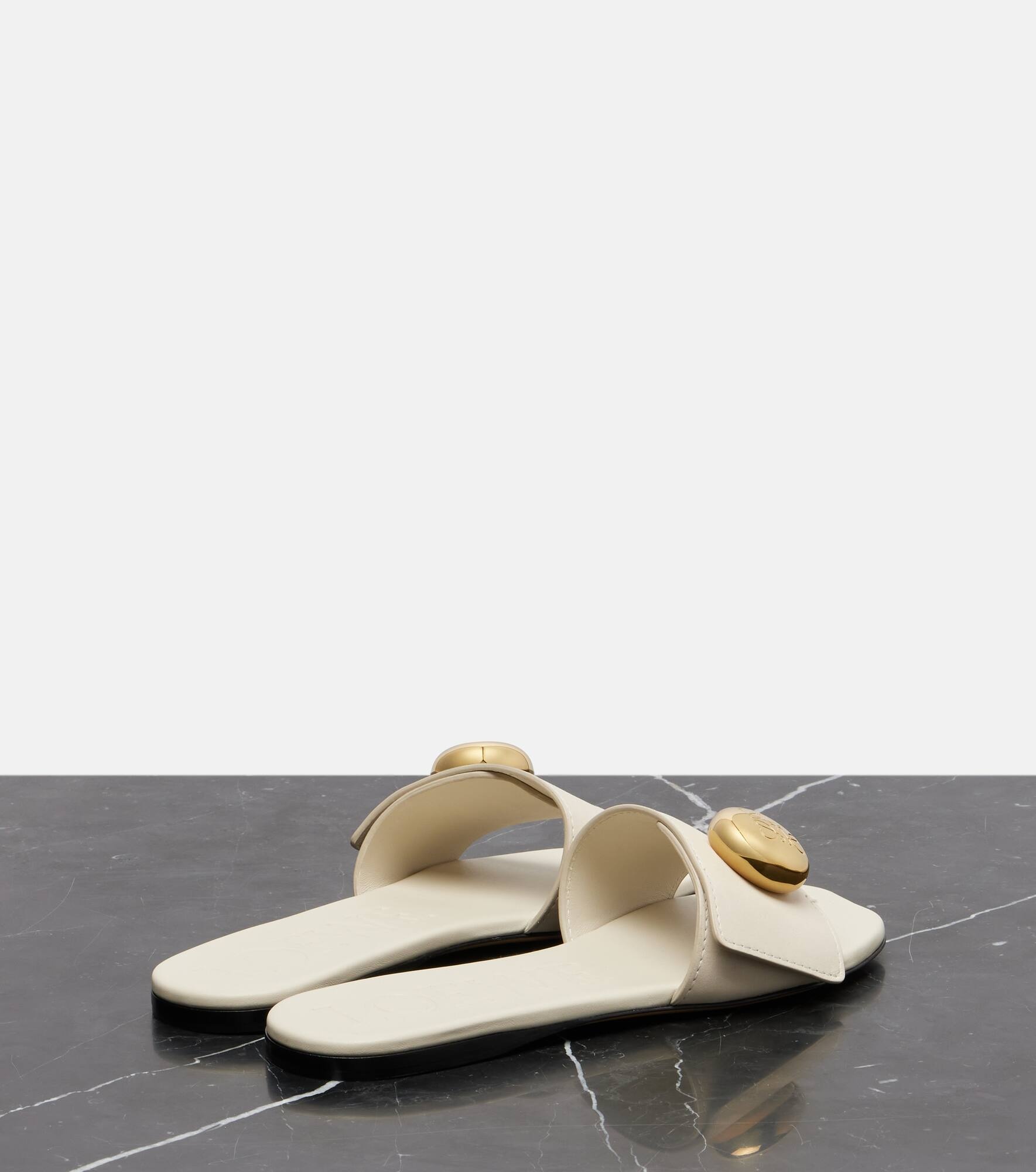 Pebble leather slides - 2