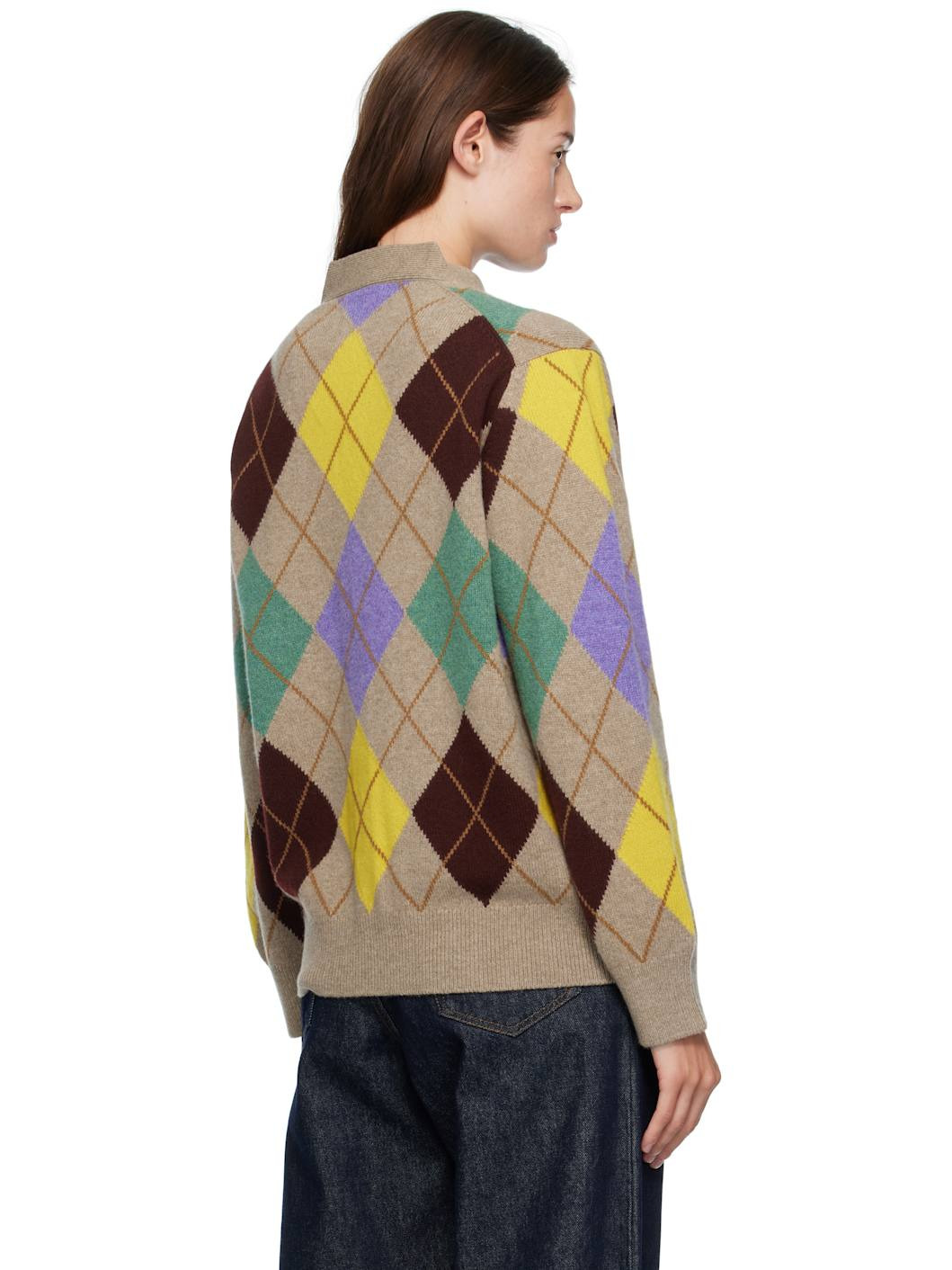 Taupe Ava Argyle Cardigan - 3