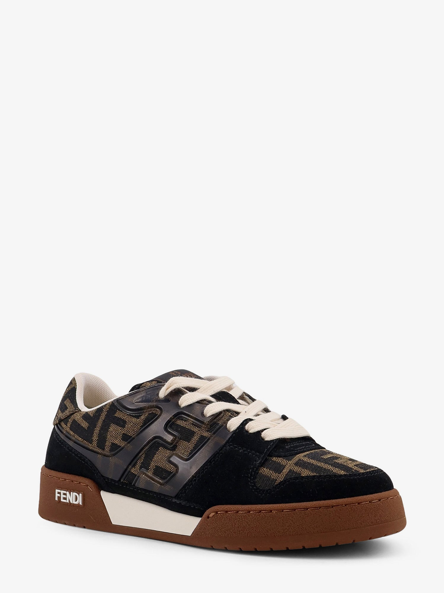 Fendi Match Suede Sneakers With Jacquard Ff Fabric Inserts - 2