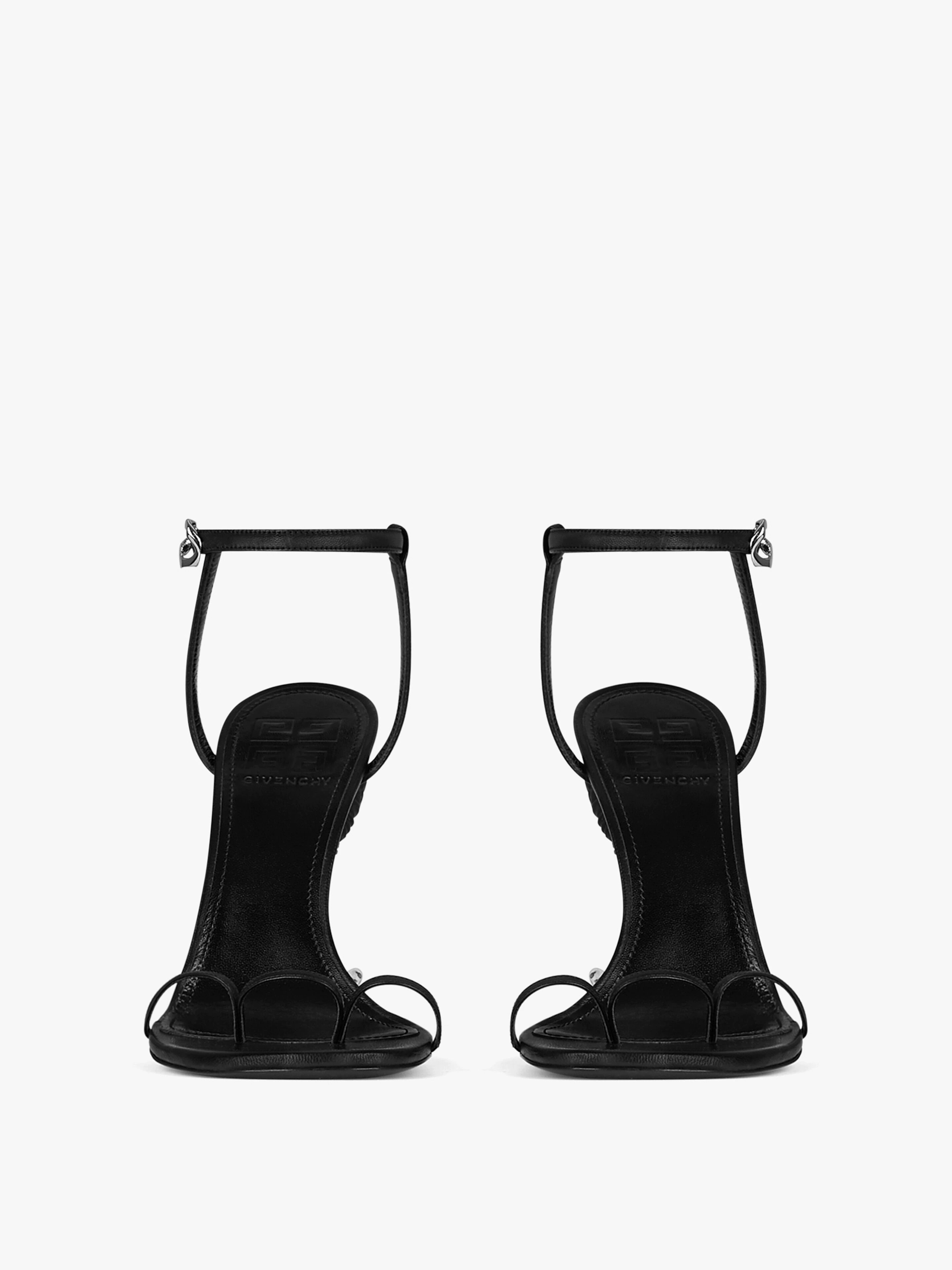 TRIPLE TOES SANDALS IN LEATHER WITH HORN  HEEL - 2