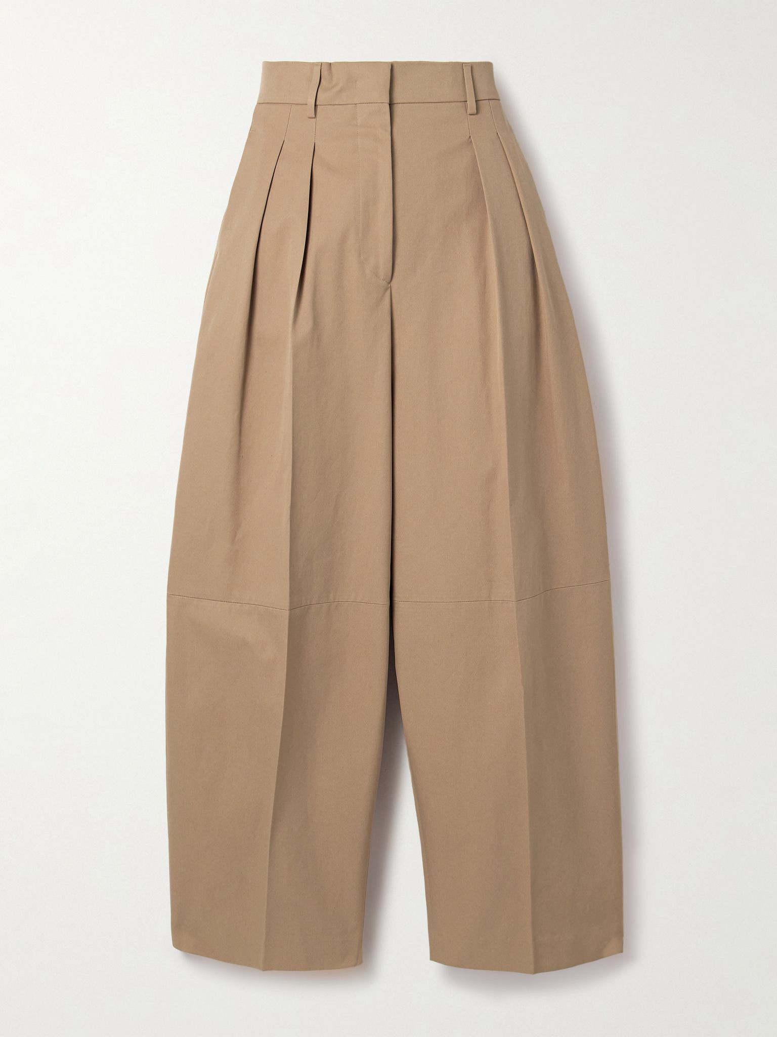 Dash pleated cotton-twill barrel-leg pants Beige - 1