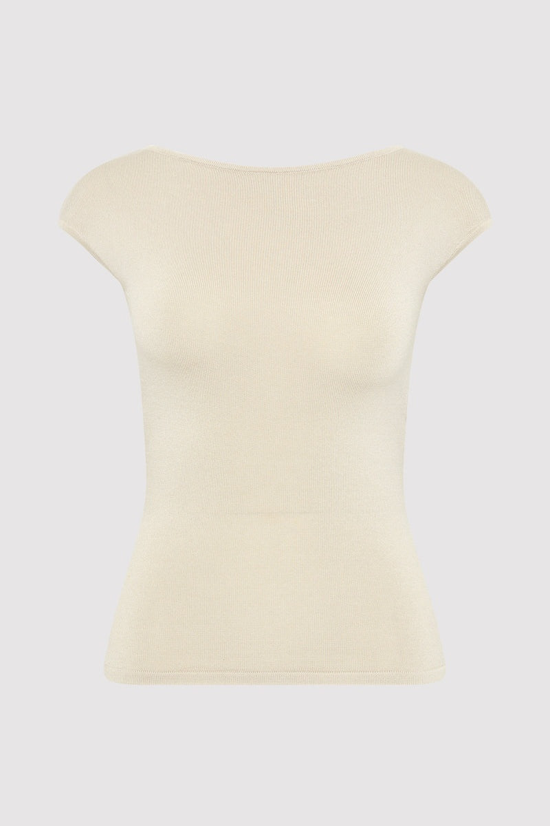 Sculpted Ballet Knit Top - Creme 1