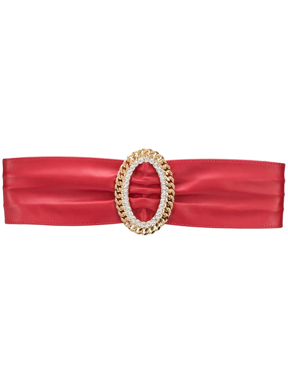 crystal-embellished leather belt - 1