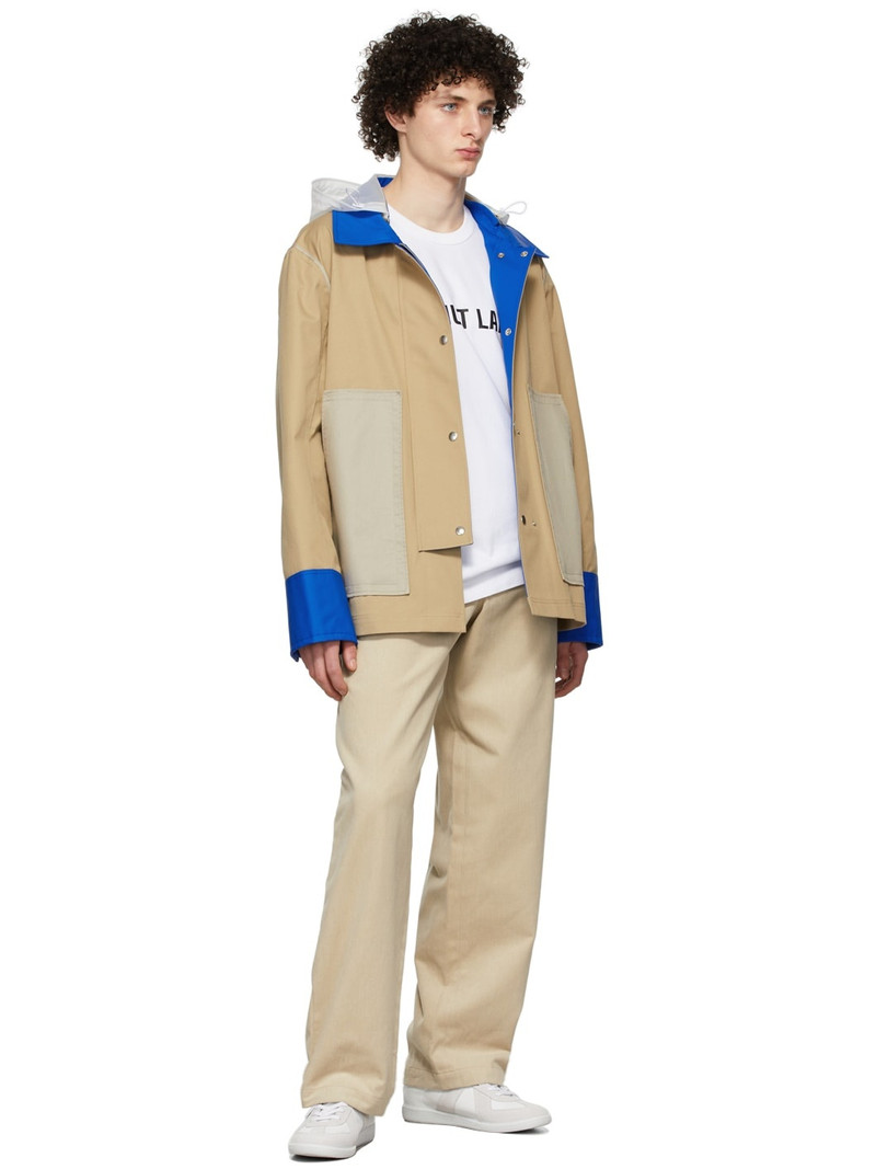 Beige & Blue Rubber Mac Rain Jacket 5