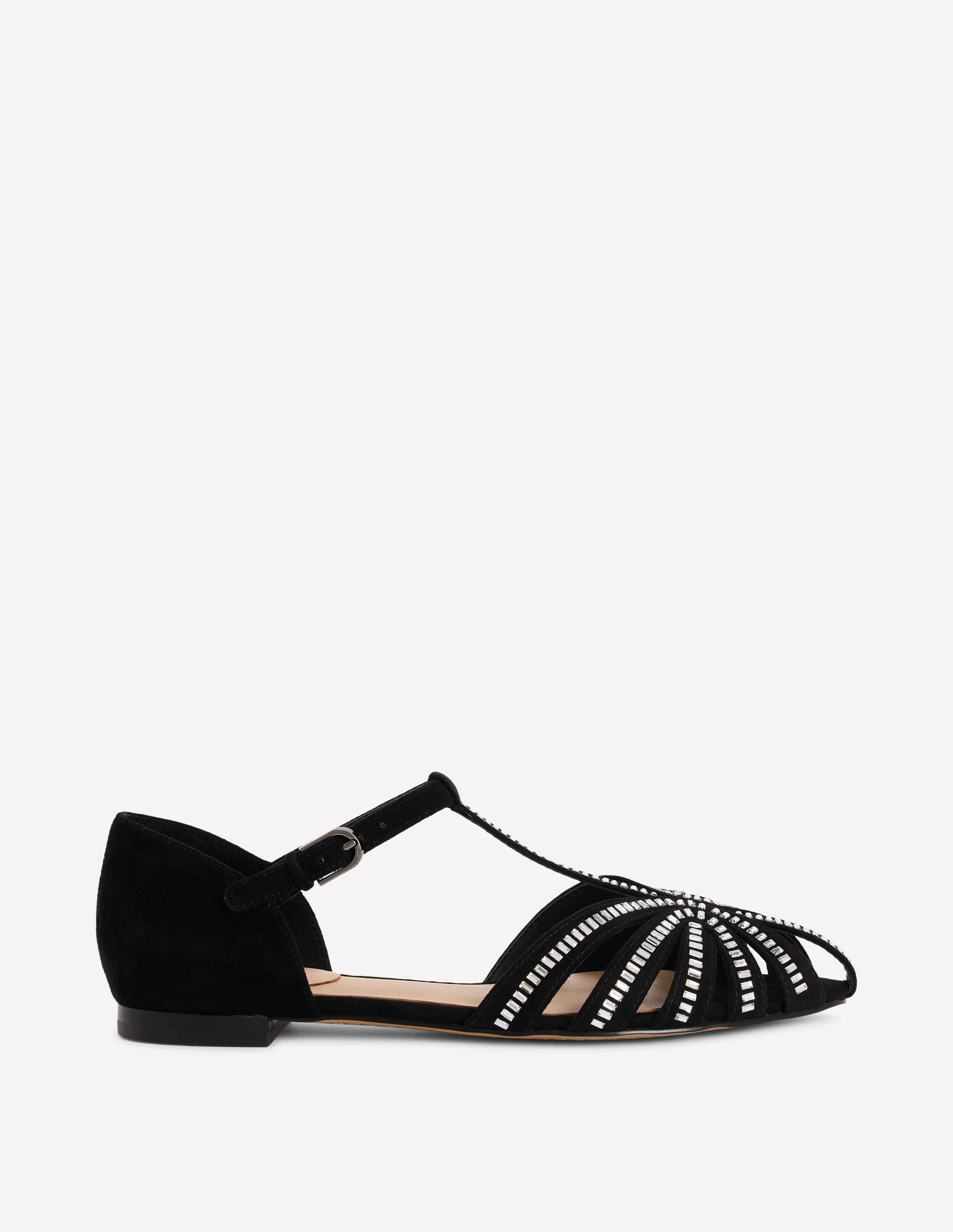 Embellished Cage Flats-Black - 1
